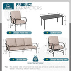 MFSTUDIO 7 Seats Large Metal Patio Conversation Sets, 6 Pieces Outdoor - Image 8