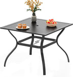 PHI VILLA 37 Inch Outdoor Dining Table Metal Steel Slat Square Patio Dining by PHIVILLAThepioneerofcomfortablehouseholdsupplies