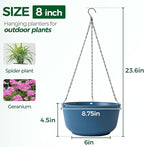 T4U 8 Inch Hanging Planters for Indoor Outdoor Plants, Self Watering Hanging - Image 2