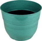 Garden Elements Indoor/Outdoor Glazed Brushed Happy Plastic Planter, Dark Aqua - Image 2