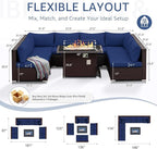 NICESOUL Large Size 9 Pcs Outdoor Patio Sectional Sofa Set - Image 4