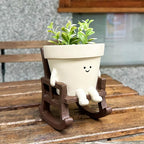 Smiley Face Planter Pot Small, Cute Resin Flower Head Planters - Image 2