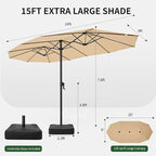 OLILAWN Patio Table Umbrella, 15ft Large Deck Umbrella - Image 7