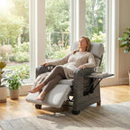 Restland Outdoor Recliner with Independent Adjustable Back & Footrest Wicker - Image 4