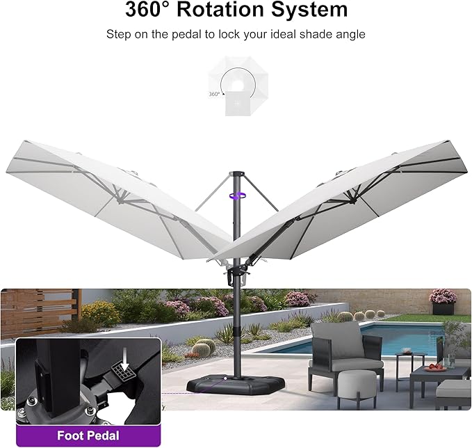 PURPLE LEAF 9' X 12' Right-left Tilt Patio Umbrella - Image 7