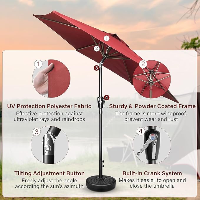 Simple Deluxe 9' Patio Umbrella Outdoor Table Market Yard Umbrella - Image 3