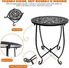 Patio Side Table, Weather Resistant Metal Side Table, Small Round Outdoor End - Image 4