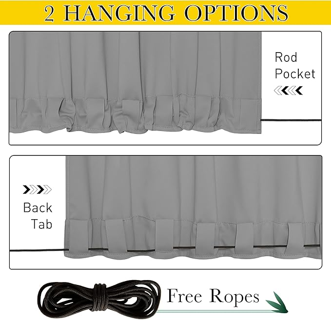 NICETOWN 2 Panels Gazebo Curtains Outdoor Waterproof & Windproof, Top and - Image 3