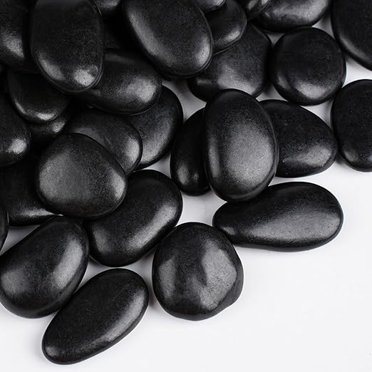 15 lbs Black Rocks for Planters, Polished Garden Stones for Outdoor Landscaping by OutdoorD%C3%A9cor