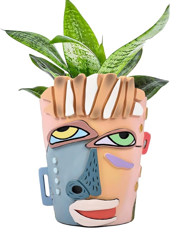 Abstract Face Planters Pots Head, Unique Head Planter by Midogaigai