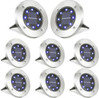 LYHOPE Solar Ground Lights Outdoor, 8 Pack 8 LED Solar Disk Lights Waterproof by LYHOPE