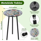 1 Pack Metal Outdoor Side Table Small Outside Round End Table - Image 3