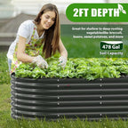 A ANLEOLIFE 2-Set 8X4X2 ft Galvanized Raised Garden Bed Kit, Oval Metal Deep - Image 7