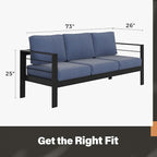 Solaste Aluminum Outdoor Couch, 3-Seat Metal Outdoor Sofa - Image 5