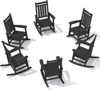 SERWALL HDPE Outdoor Rocking Chair Set of 6, Patio Rocking Chairs by SERWALL