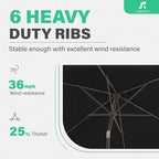 JEAREY 6.5x10 ft Rectangular Patio Umbrellas Rectangle Outdoor Umbrella - Image 9