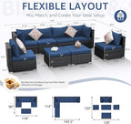 NICESOUL Outdoor Sofa Set of 8, Deep Seating Extra Large Patio Conversation Set - Image 4