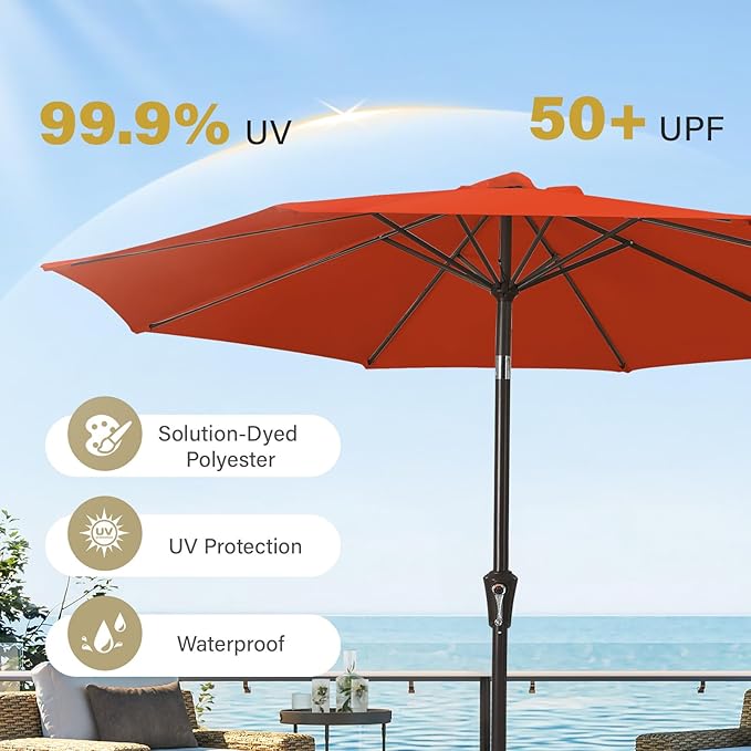 MEWAY 9ft Patio Umbrella Outdoor Table Umbrellas - Image 6