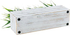 MyGift 14 Inch Artificial Green Grass Plant in Shabby White Washed Wood Planter - Image 7