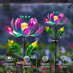 Solar Purple Metal Flower Wind Spinners, Colorful Spinning Windmill Lotus Yard - Image 2