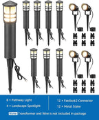 SUNVIE 12-Pack Low Voltage Landscape Lighting Kit LED Bollard Pathway Lights - Image 7