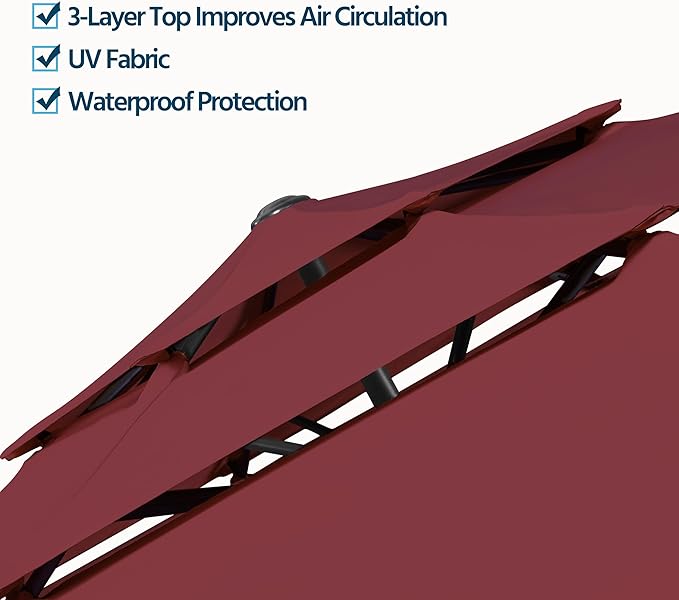 Yaheetech 3 Tier Patio Umbrella 10ft Vented Outdoor Large Market Table Umbrella - Image 3