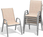 Patio Chairs Set of 6, Easily Set Up Stackable Outdoor Dining Chairs by Dovov