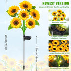 Sunflower Solar Lights Outdoor Decor, 6 Pack Solar Garden Decor Waterproof - Image 2