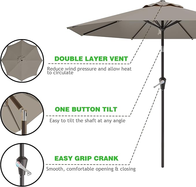 AreShark 9 FT Patio Umbrella for Outdoor, Outdoor Umbrella - Image 2