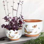 YBX 8 Inch + 6 Inch Terracotta Plant Pots, Flower Pots - Image 4