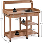 Yaheetech Potting Bench Outdoor Garden Work Bench Station Planting Solid Wood - Image 3