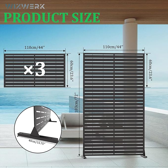 6FT Outdoor Metal Privacy Screen – Decorative Privacy Fence and Room/Garden - Image 9