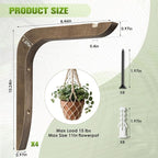 USION Wooden Plant Hangers Indoor Wall Mount, 8.6-Inch Hanging Plant Hooks - Image 4