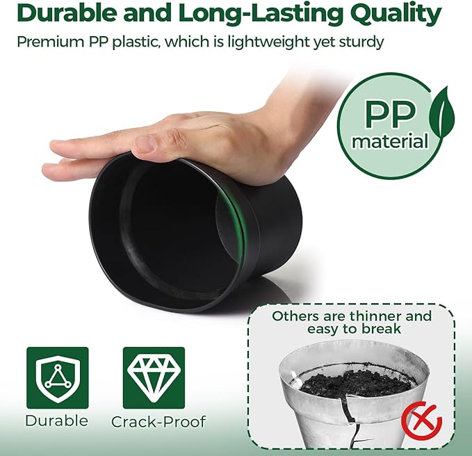 T4U 5 Inch Plant Pot 8-Pack, Plastic Pots - Image 3