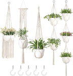 Mkono Macrame Plant Hangers, 5 Pack Different Tiers Indoor Hanging Planters by Mkono