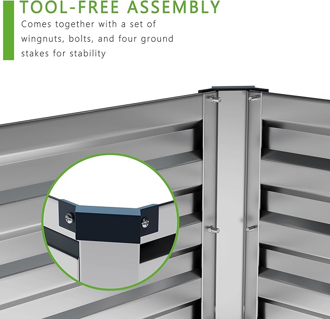 12x4x1FT Galvanized Raised Garden Bed Kit, Vegetable Boxes-Rectangle Metal - Image 5