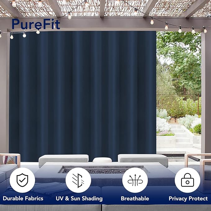 PureFit Outdoor Curtains for Patio Waterproof Weatherproof, UV Resistant - Image 3