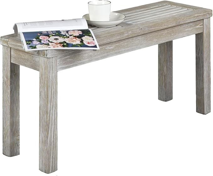 VINGLI Outdoor Wooden Bench, 40” Porch Bench Outdoor Backless Garden Bench by VINGLI