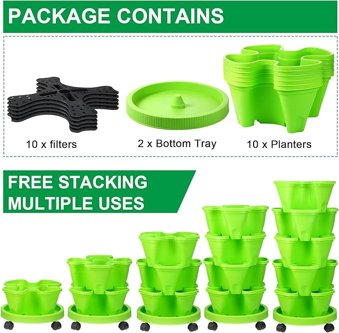Umigy 2 Set 5 Tier Stackable Planters Vertical Garden Planters - Image 3