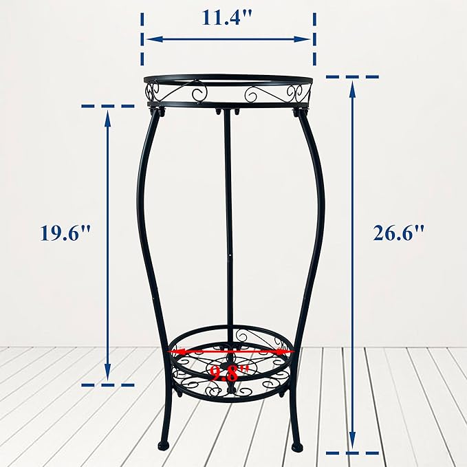 CASIMR 2Pack Plant Stand Indoor Outdoor, 2 Tier 26.6" Tall Metal Potted Holder - Image 3