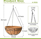 4 Pack 10 Inch Hanging Baskets for Plants Outdoor Metal Hanging Planter Hanging - Image 4