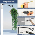 FEED GARDEN Wall Hook Hanging Plant Bracket 10 Inch 2 Pack, Hand-Forged Plant - Image 6