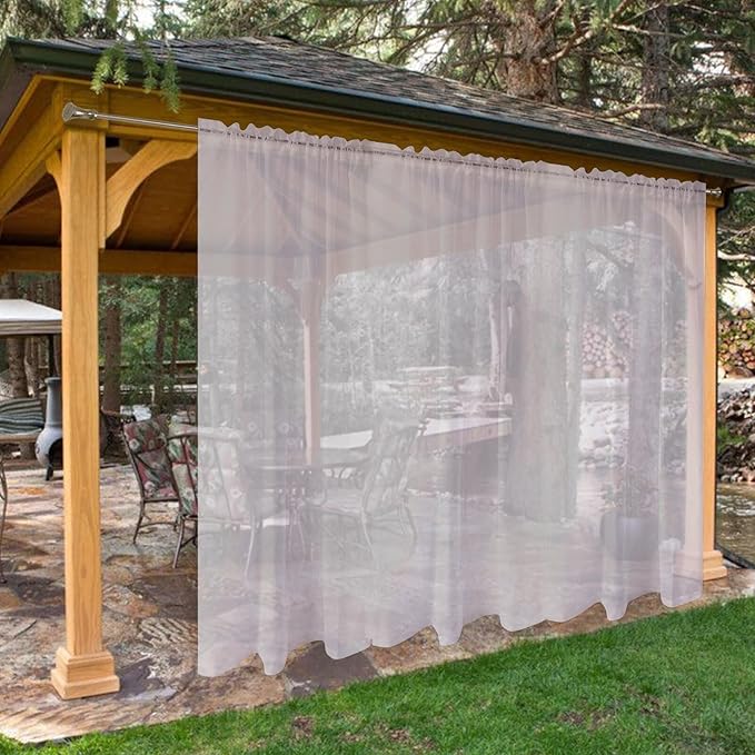 SpaceDresser Waterproof Outdoor Sheer Curtains by SpaceDresser