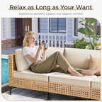 ABCASA Patio Furniture Set, Boho Patio Conversation Set Sectional Sofa - Image 7