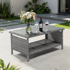 VINGLI Outdoor Wicker CoffeeTable Patio Coffee Tables - Image 2