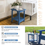 LUE BONA Adirondack Outdoor Side Table, 2-Tier Navy Blue HDPS Patio End Table - Image 7