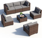 7 Pieces Patio Furniture Set, Outdoor Sectional Rattan Sofa Set, Wicker Patio - Image 8