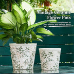 Ceramic Planter with Drainage Hole, Plastic Tray & Mesh, 6 Inch - Image 2