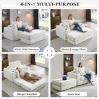 HANXIN 62" Chaise Lounge Chair Indoor, Oversized Corduroy Boneless Convertible - Image 4