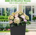 FENCY Set of 2 Tall Planters for Outdoor Plants, 24 Inch Large Tapered Pots - Image 3